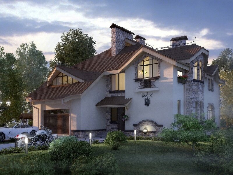 Two-story House at Dusk
