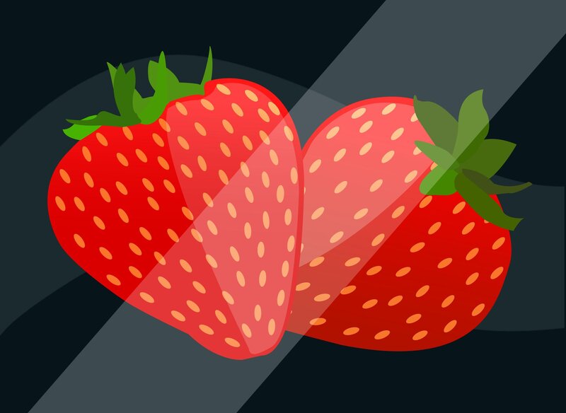 Two strawberries in a heart shape
