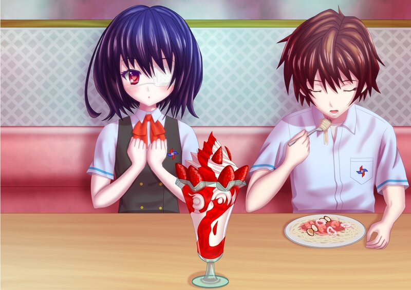 Two Students at a Table — Purple