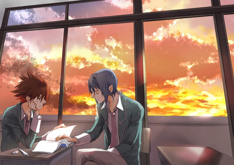 Two Students at Desks