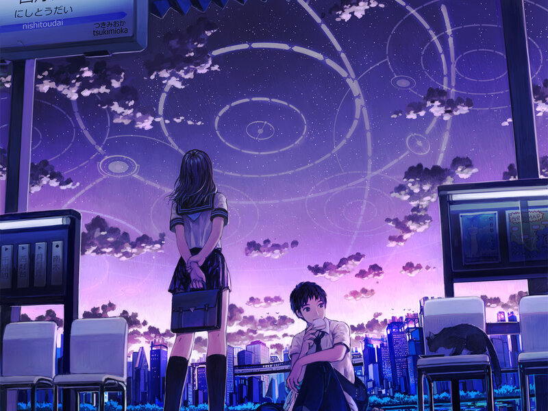 Two Students at Train Station