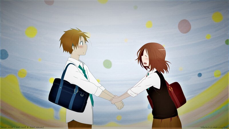 Two Students Holding Hands — Blue, Calm