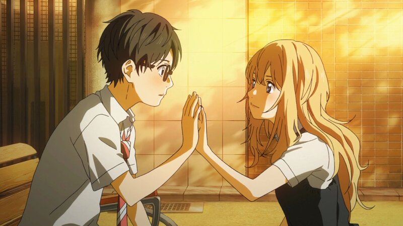 Two Students Holding Hands — Yellow