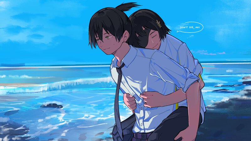 Two Students Hugging — Blue, Dramatic