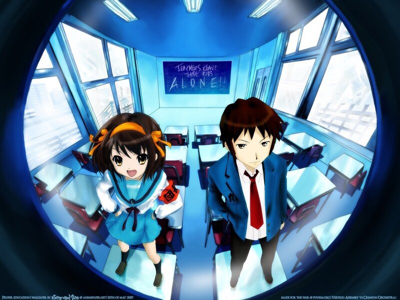 Two Students in a Classroom — Blue