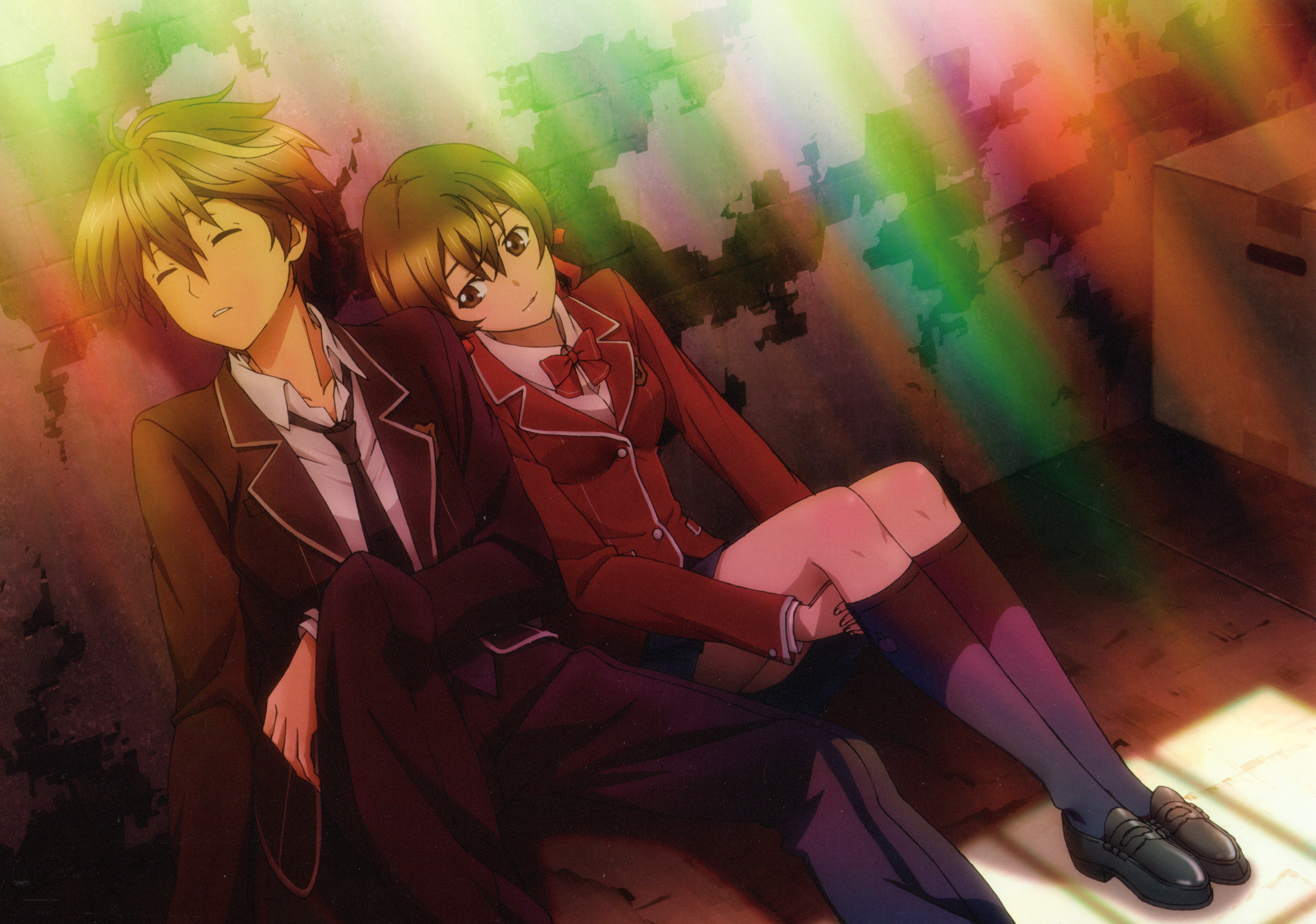 Two students in a colorful room