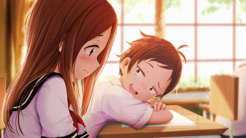Two Students in Classroom — Brown, Calm, Afternoon