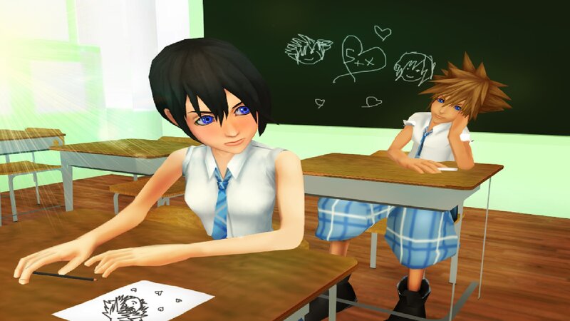 Two Students in Classroom — Green