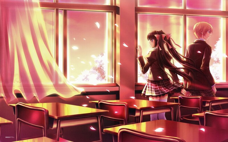 Two Students in Classroom — Red