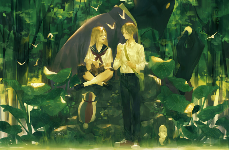 Two Students in Forest
