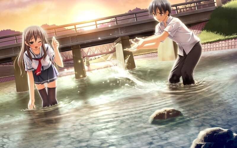 Two Students in River — Orange