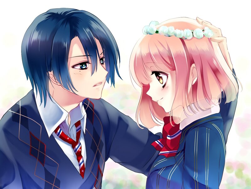 Two Students in School Uniforms — Blue