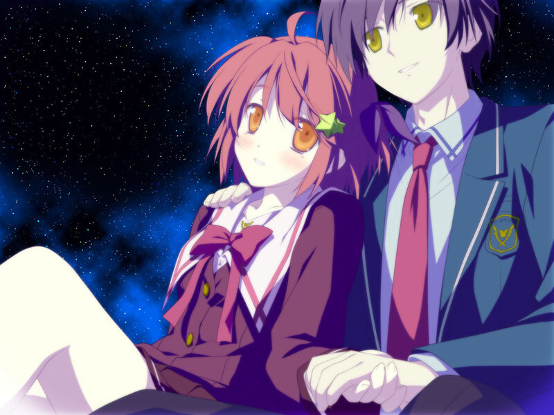 Two Students in School Uniforms — Purple