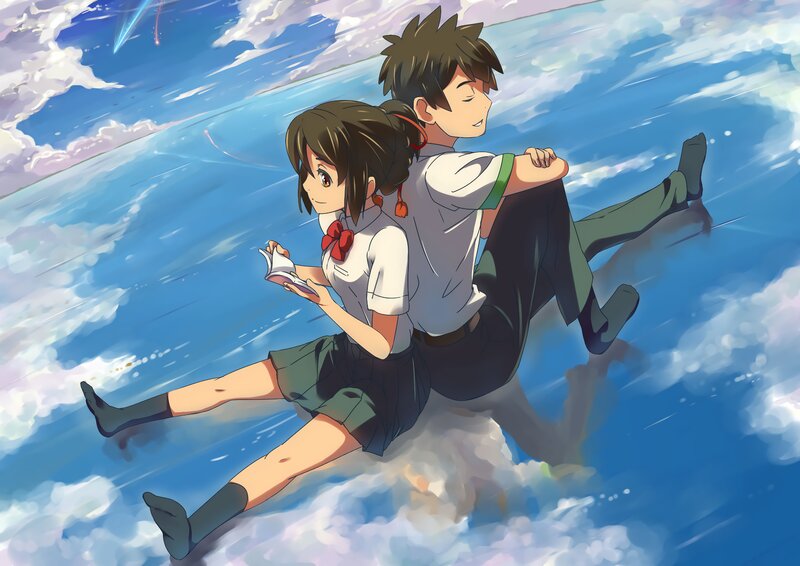 Two Students in Uniform — Blue