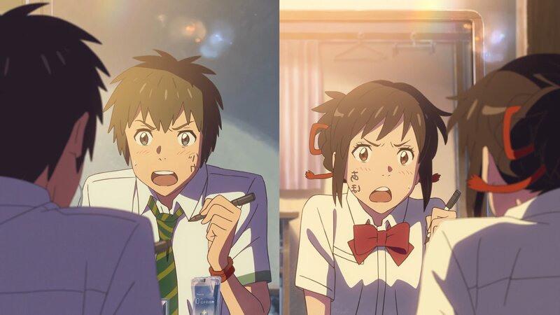 Two Students in Uniform — White, Dramatic