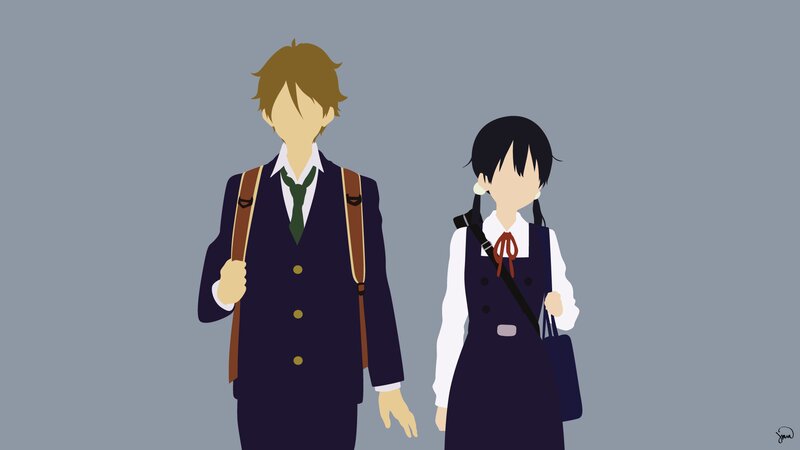 Two Students in Uniforms — Blue