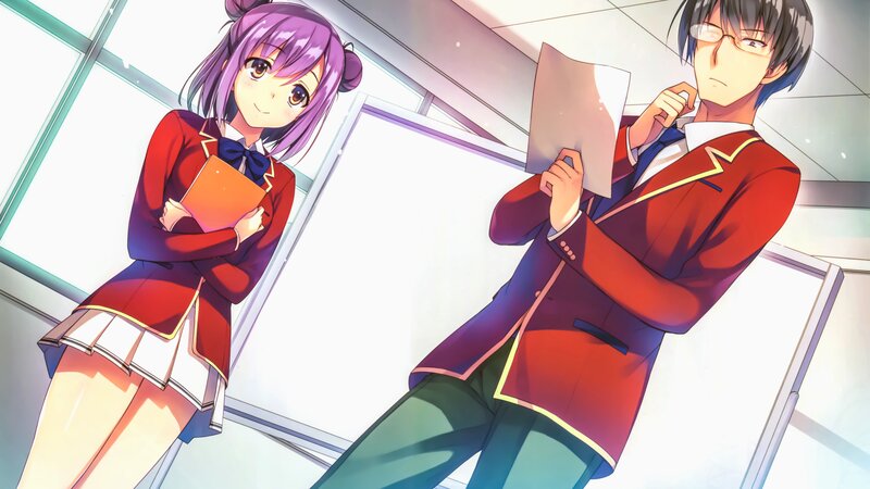 Two Students in Uniforms — Red
