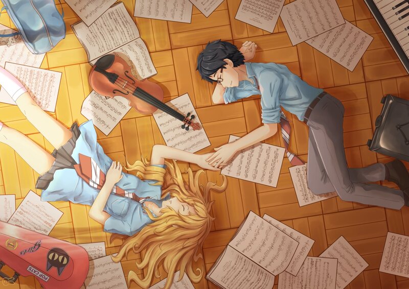 Two Students Lying on Floor
