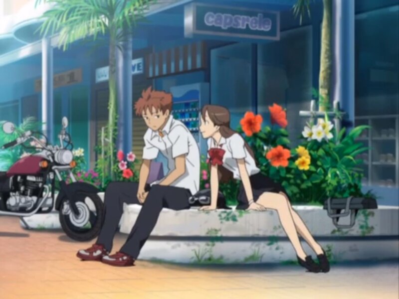 Two Students on a Bench — Blue