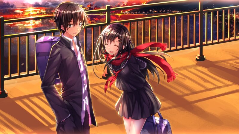 Two Students on a Bridge — Purple