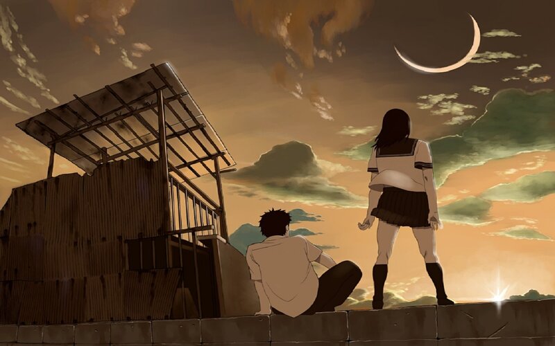 Two Students on a Rooftop