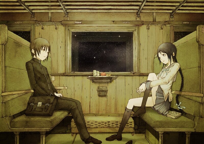 Two Students on a Train — Brown