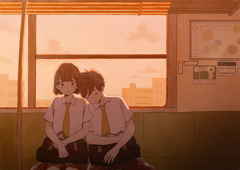 Two Students on Train — Orange