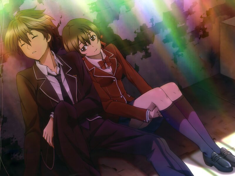 Two Students Sitting — Green