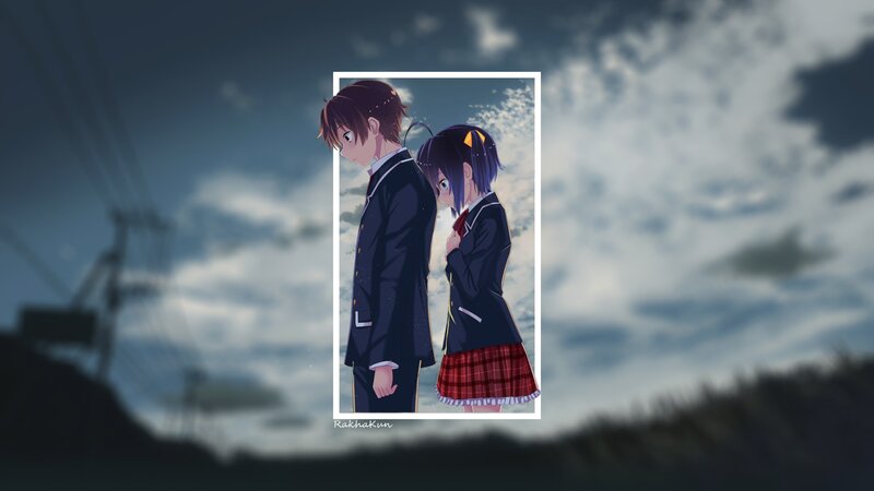 Two Students Standing — Blue, Dramatic