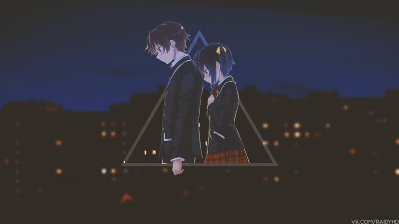 Two Students Standing — Blue, Melancholic