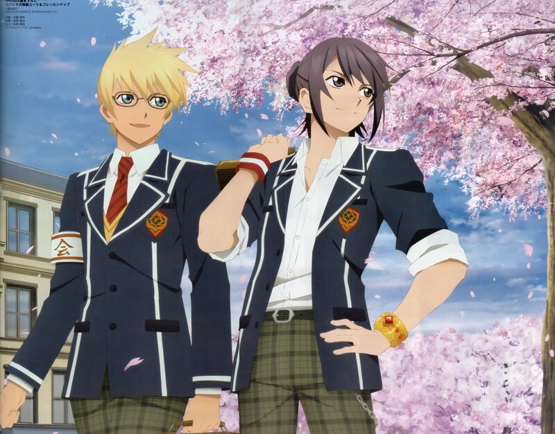 Two Students under Cherry Blossoms — Pink, Serene, Spring, Anime