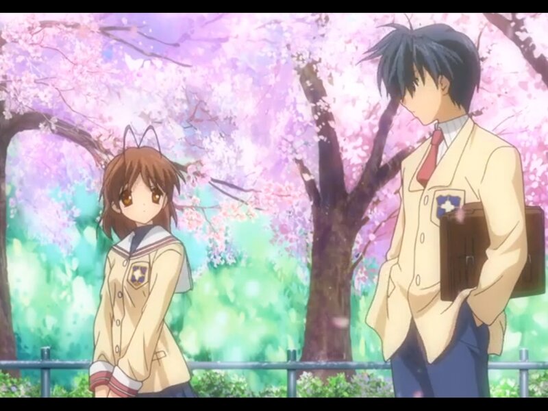 Two Students under Cherry Blossoms