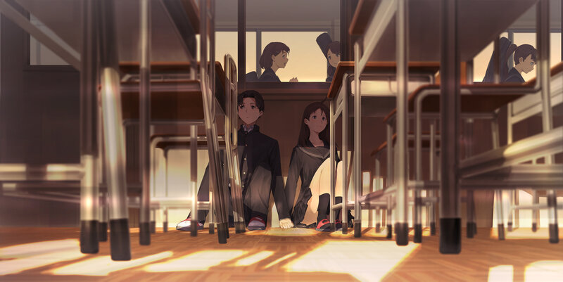 Two Students under Desks