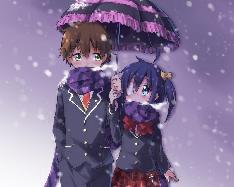 Two Students under Umbrella — Purple