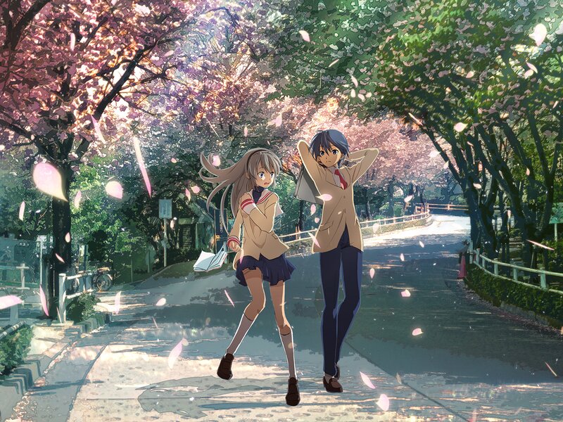 Two Students Walking — Pink