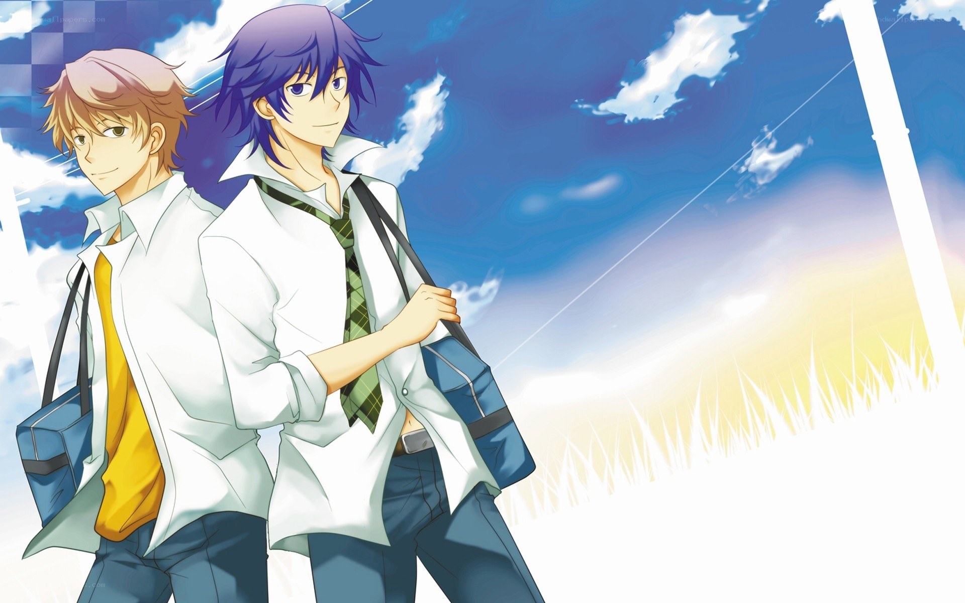 two students walking together