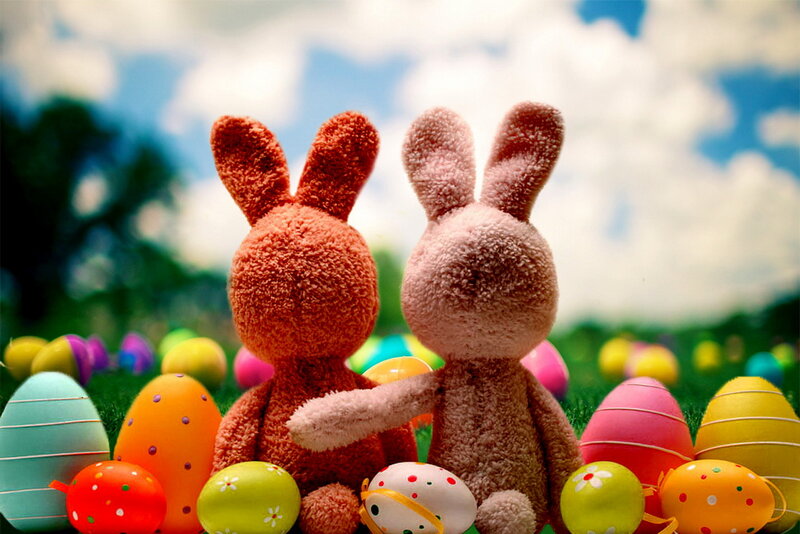 Two Stuffed Bunnies — Green