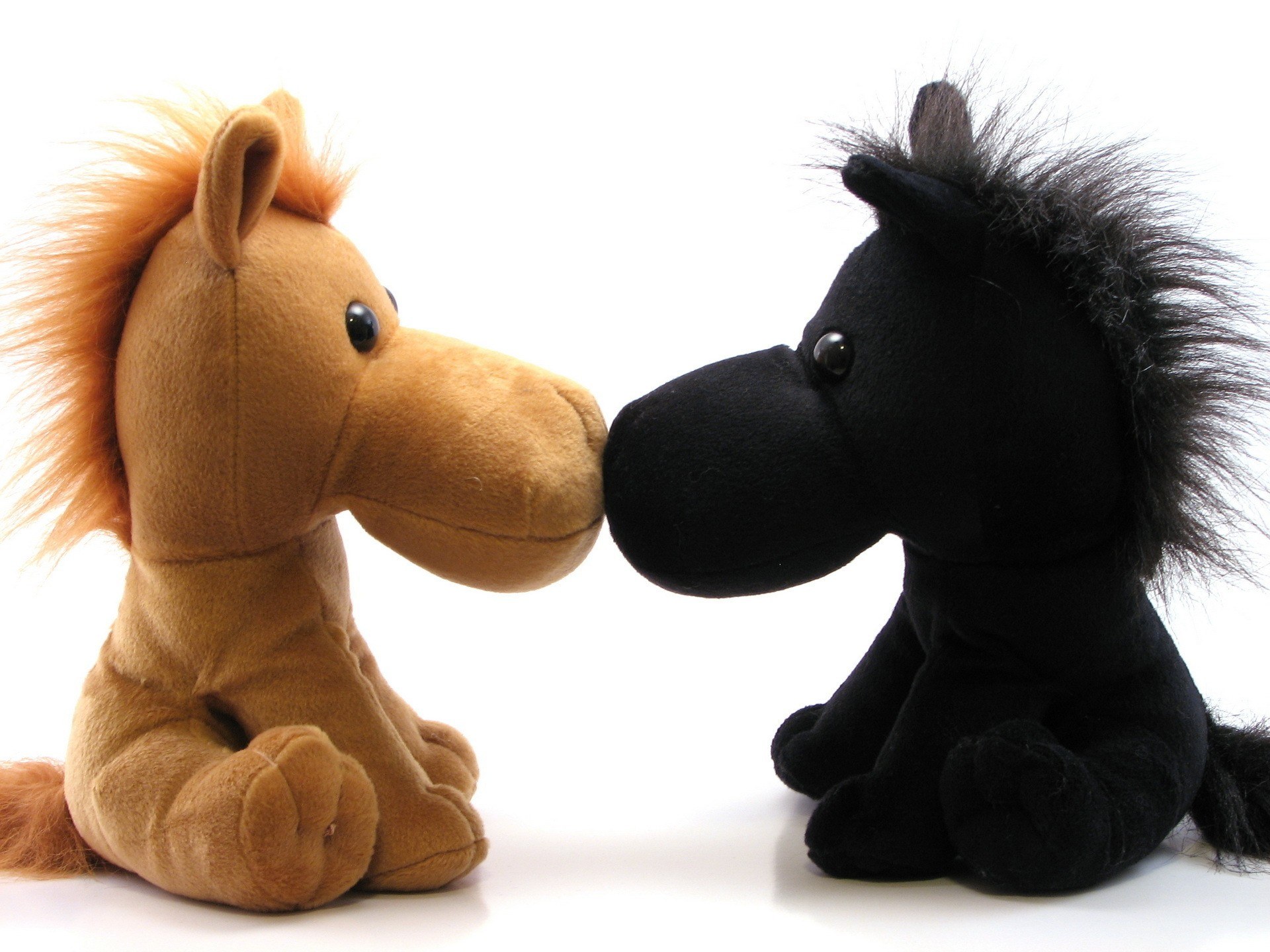 two stuffed horses facing each other