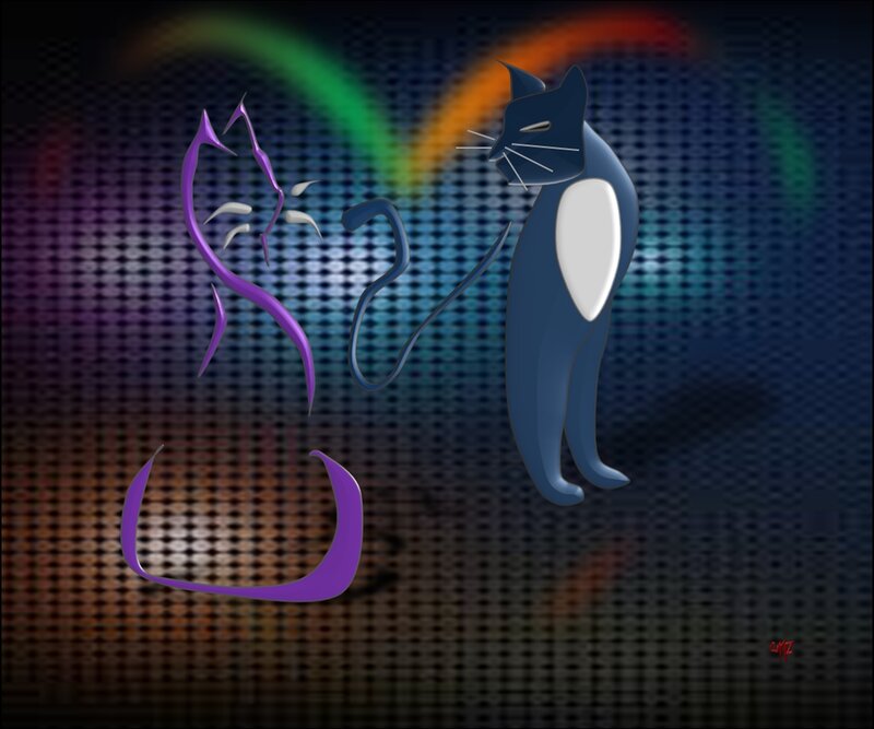 Two Stylized Cats