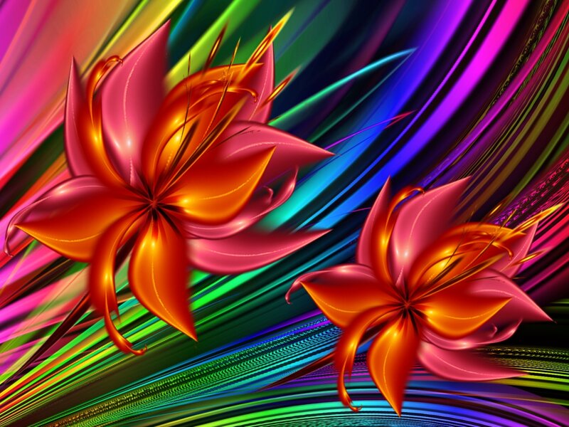 Two Stylized Flowers — Red