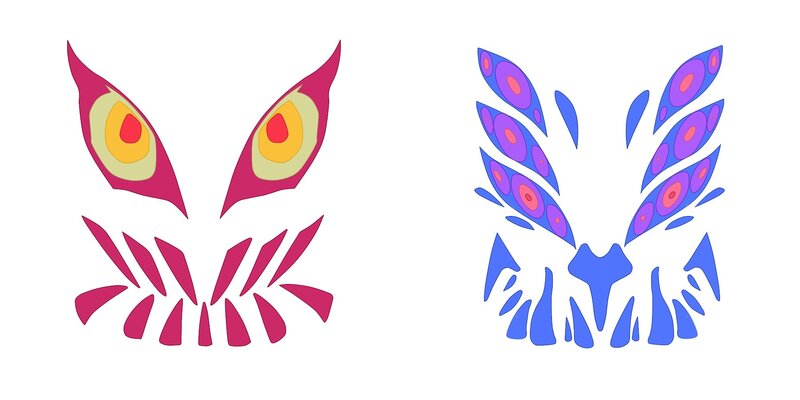 Two Stylized Monster Faces