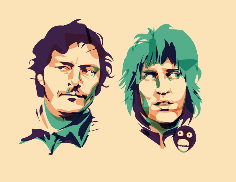 two stylized portraits