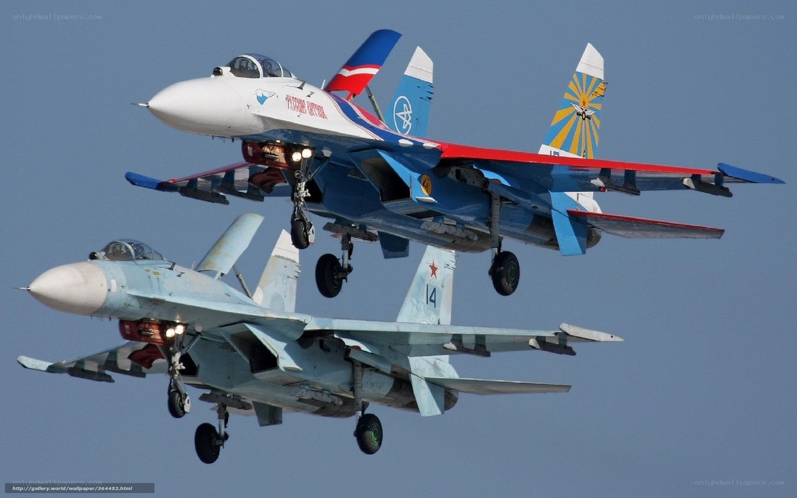 Two Su-27 jets in formation