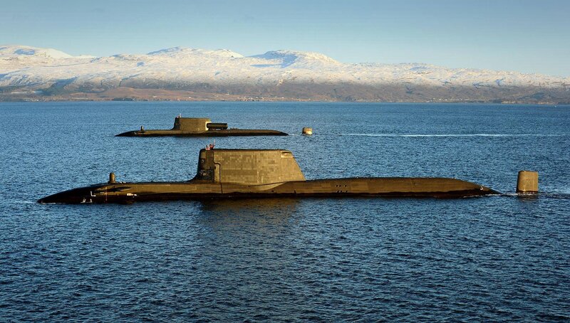 Two Submarines in Water — Blue