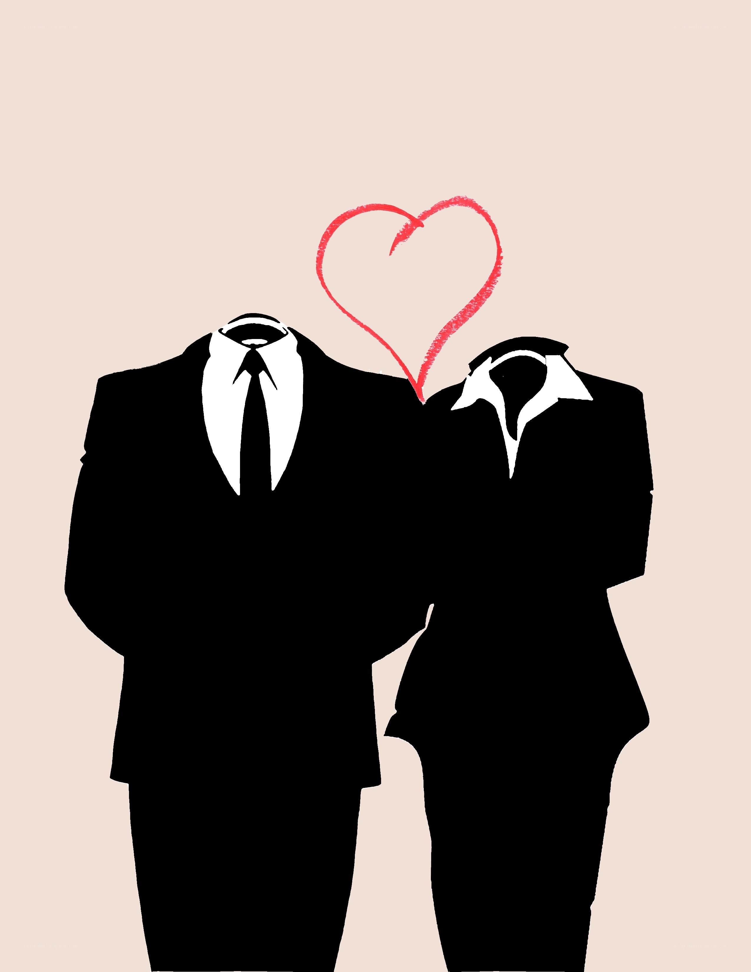 Two suits with a heart