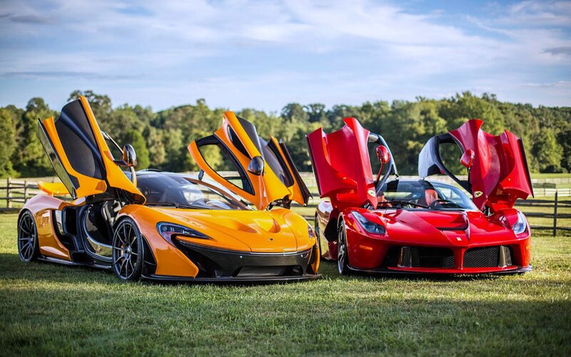 Two Supercars on Grass