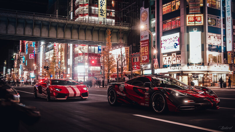 Two Supercars on Street