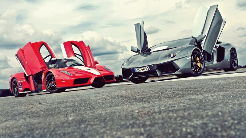Two Supercars on Track — Red, Dramatic
