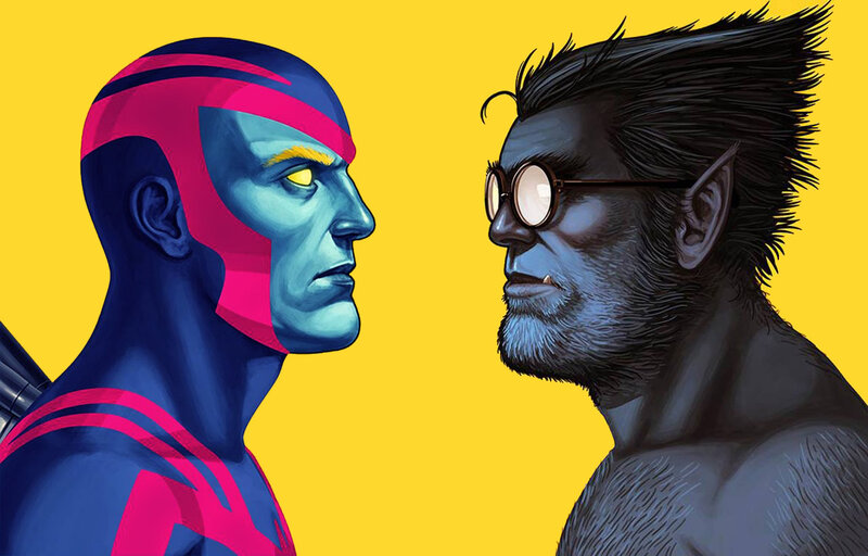 Two Superheroes Facing Off — Yellow