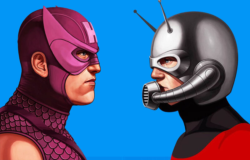 Two Superheroes Facing